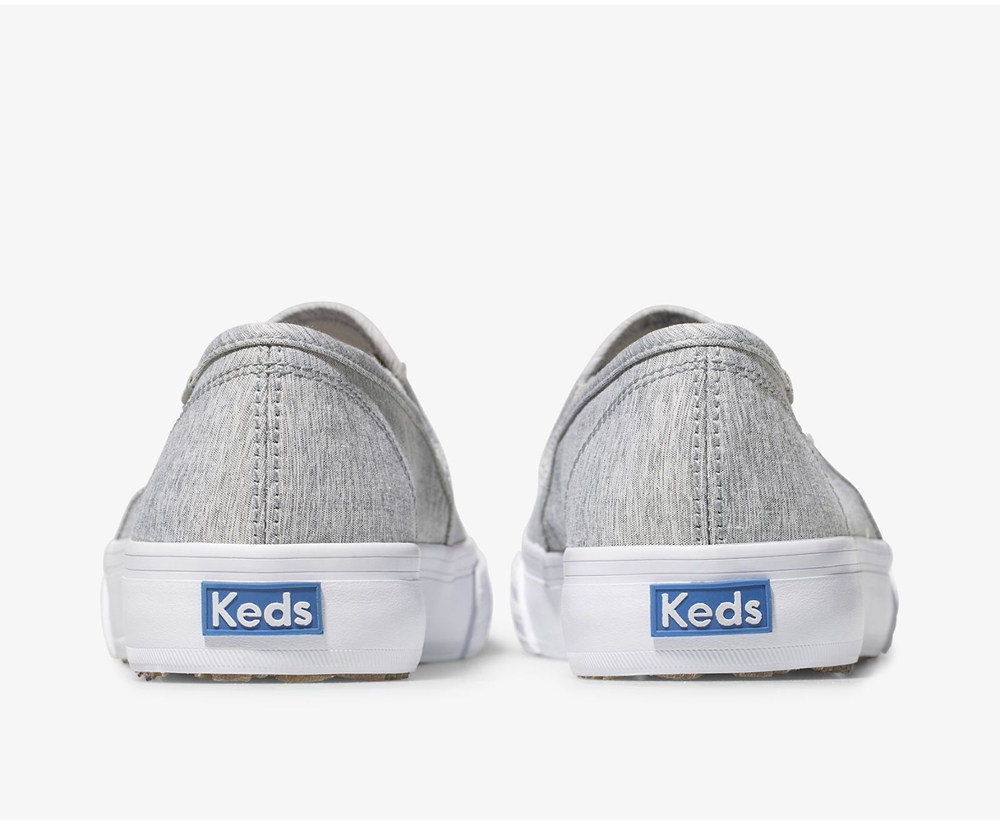 Slip On Γυναικεια - Keds Double Decker Heathered Woven - Γκρι - NKWPR7263